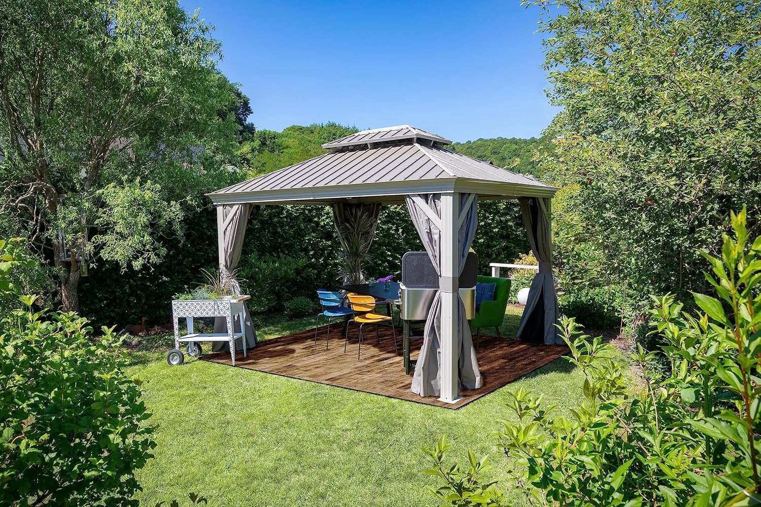 Sojag Taupe Curtains for Messina/Mykonos Gazebo, 10 ft. x 10 ft., Spun Outdoor Shades
